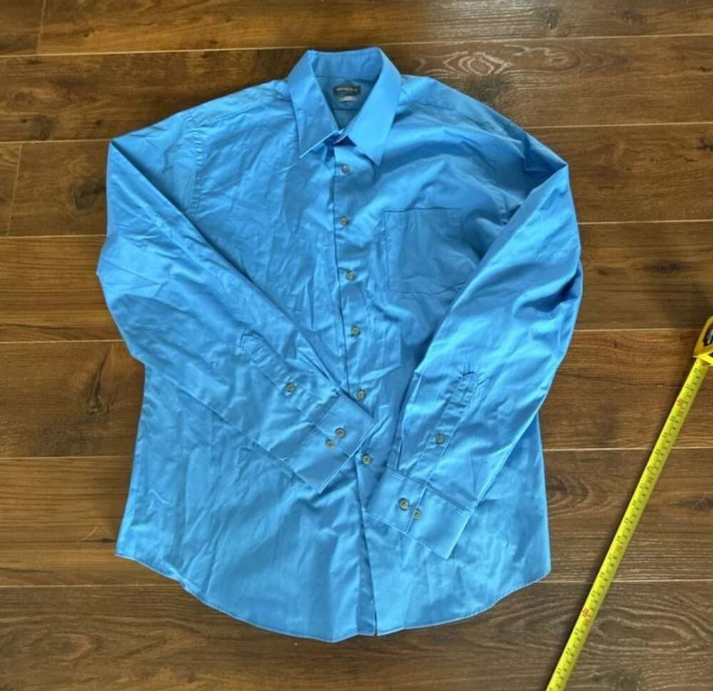 Van Heusen Fitted Wrinkle Free Dress Shirt Blue Size 18 36/37